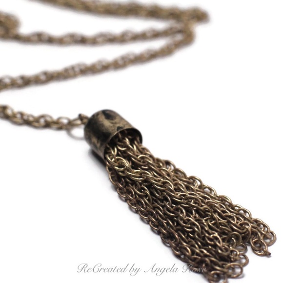 Tassel Back Gem Front Gold Tone Ne… - Picture 5 of 6